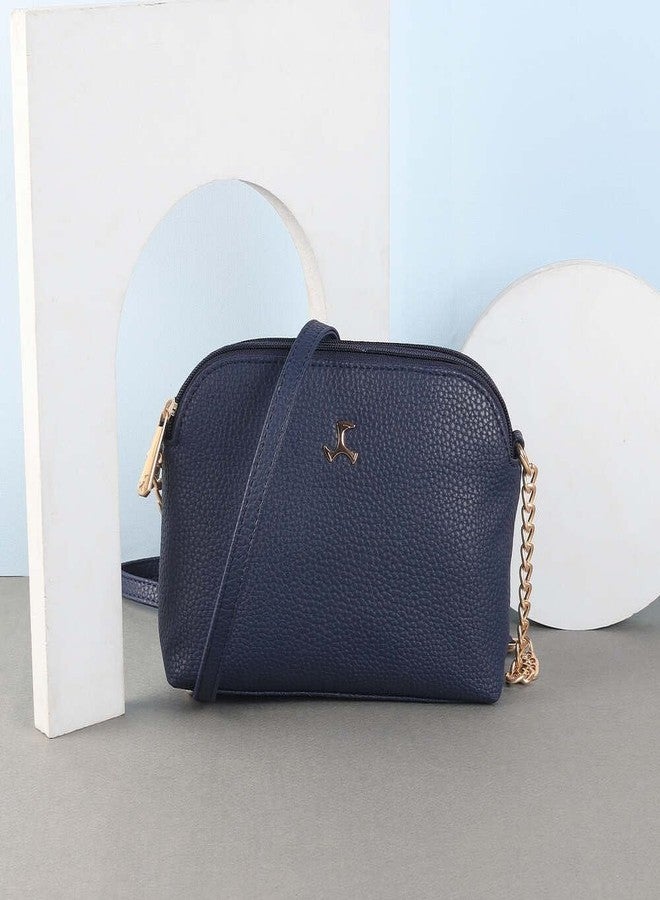 Mochi Women's Blue Stylish Faux Leather Sling Bag (66-537) - Image 2